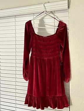 LC Lauren Conrad Velvet Burgundy Dress